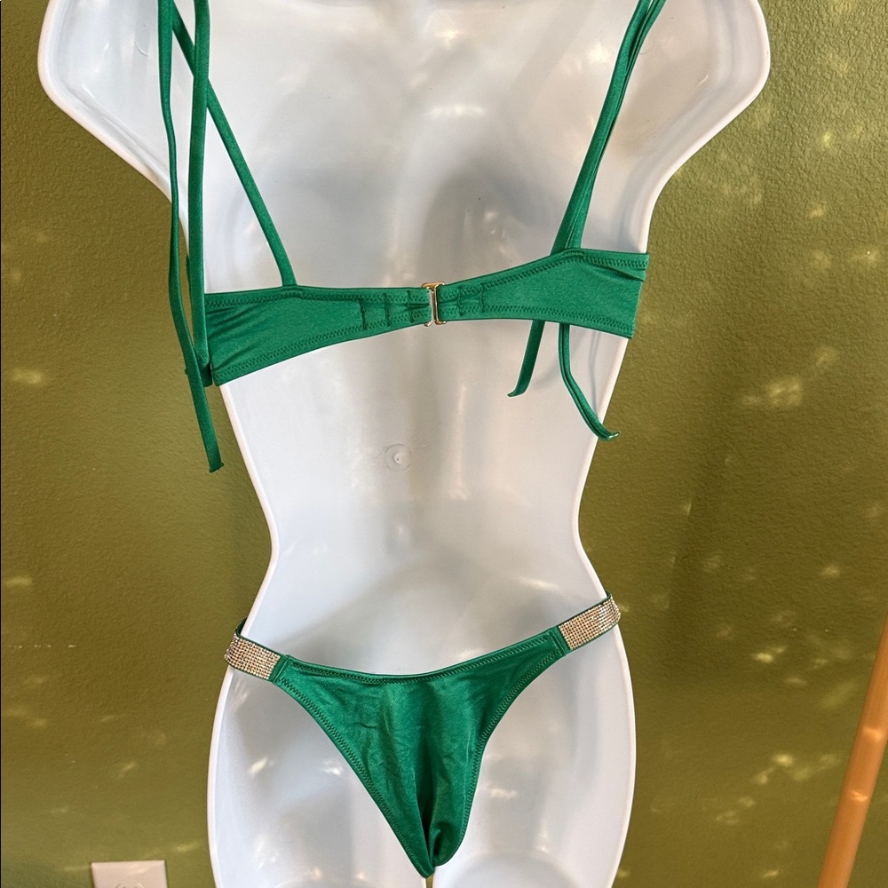 VS Emerald Green Bikini Set with rhinestones - Picture 2 of 11